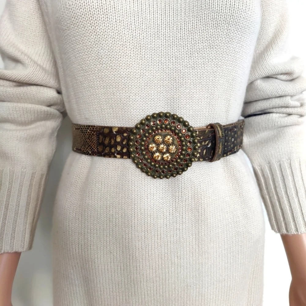 Leatherock Women's Leather Embossed Belt